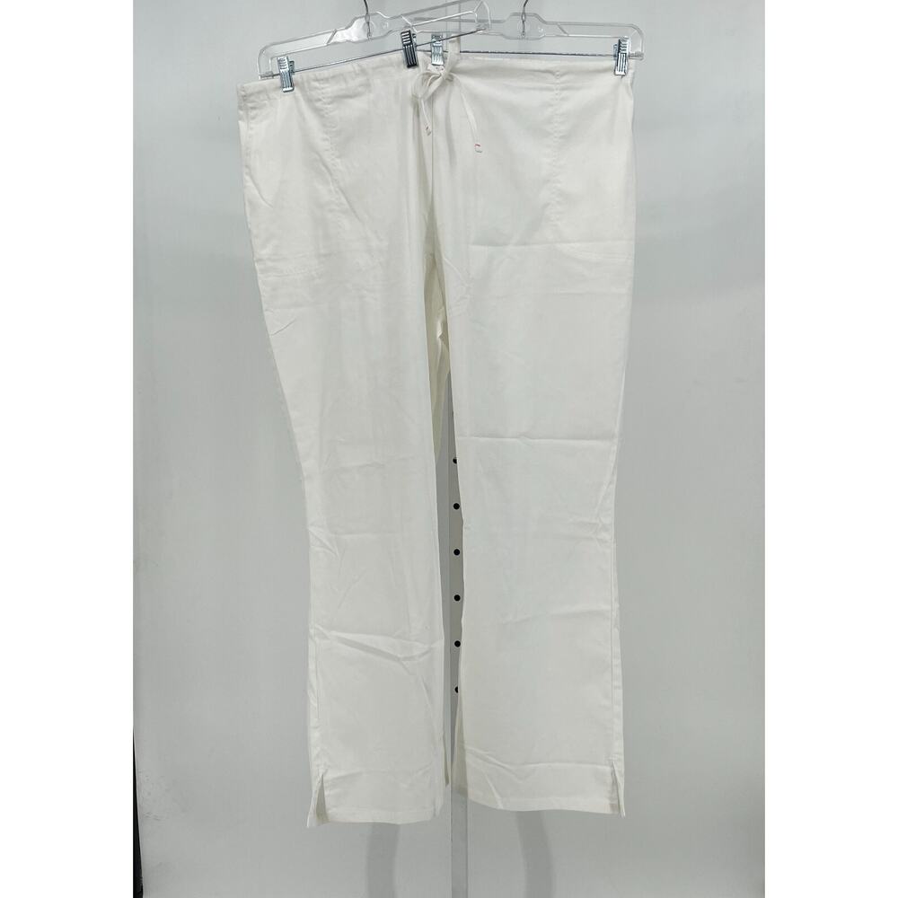 Code Happy Womens Scrub Pant 3XL White Mid Rise Moderate Flare Drawstring 46002A